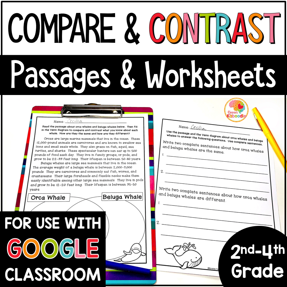 Compare And Contrast Printables And Reading Passages
