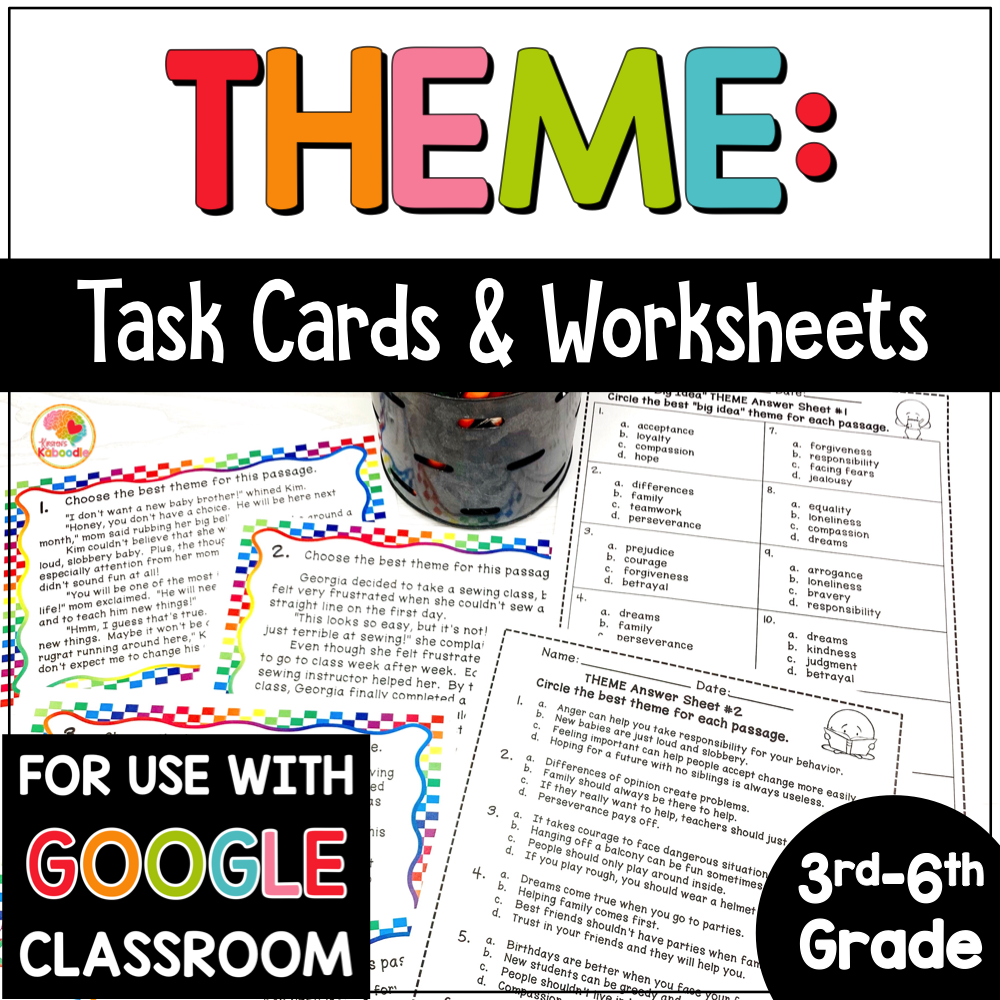 Theme Task Cards and Printables Digital Option COVER