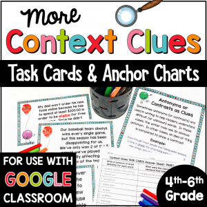 Context Clues Task Cards 4th to 6th COVER