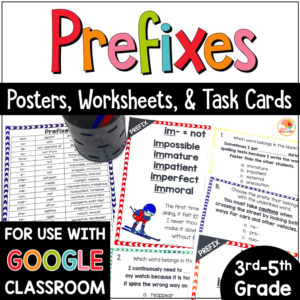 Prefixes Posters, Task Cards, and Activities COVER