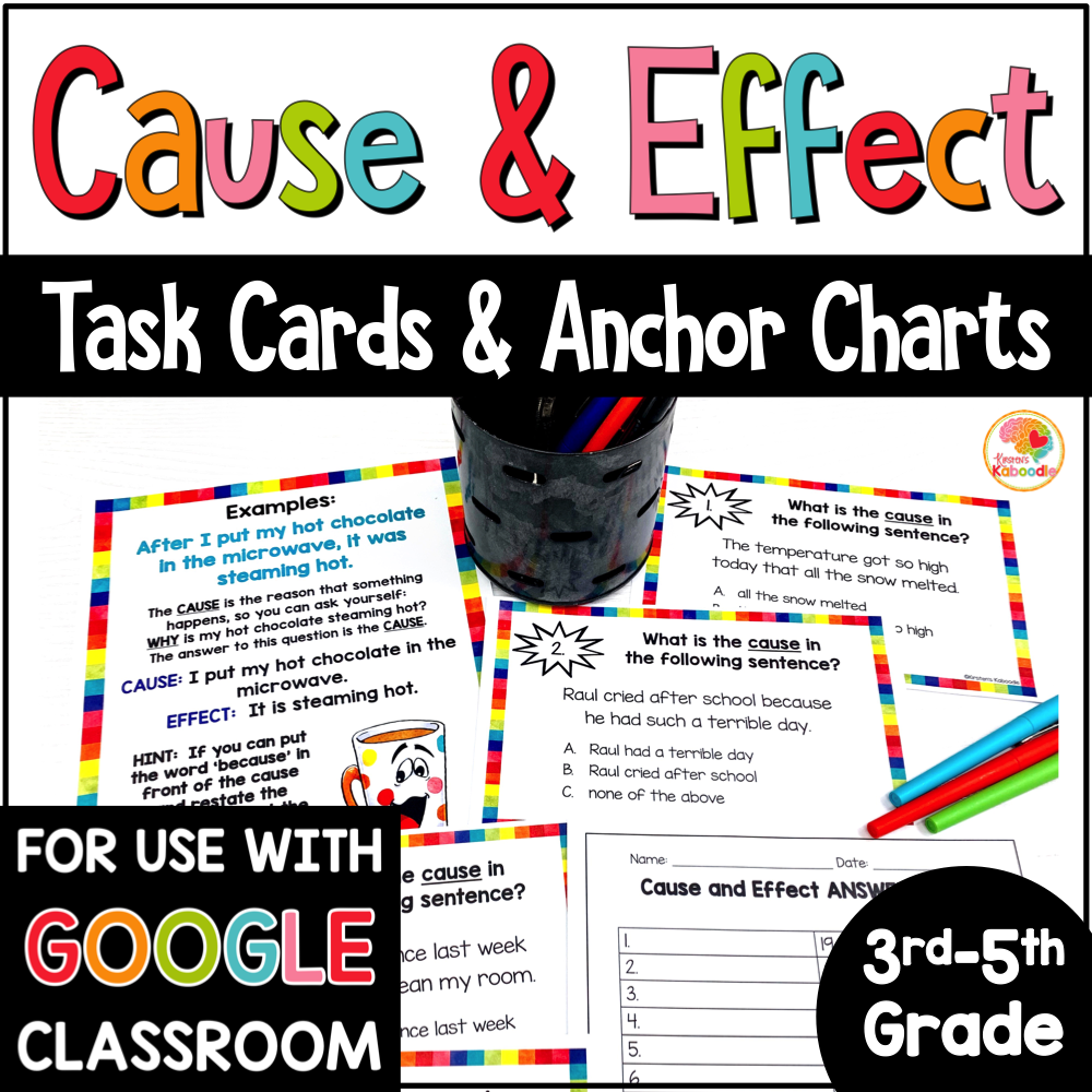 Cause and Effect Task Cards with Digital Option COVER