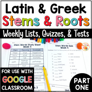 Latin and Greek Stems and Roots Activities COVER