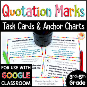 Quotation Marks Activities Task Cards with Digital Option COVER