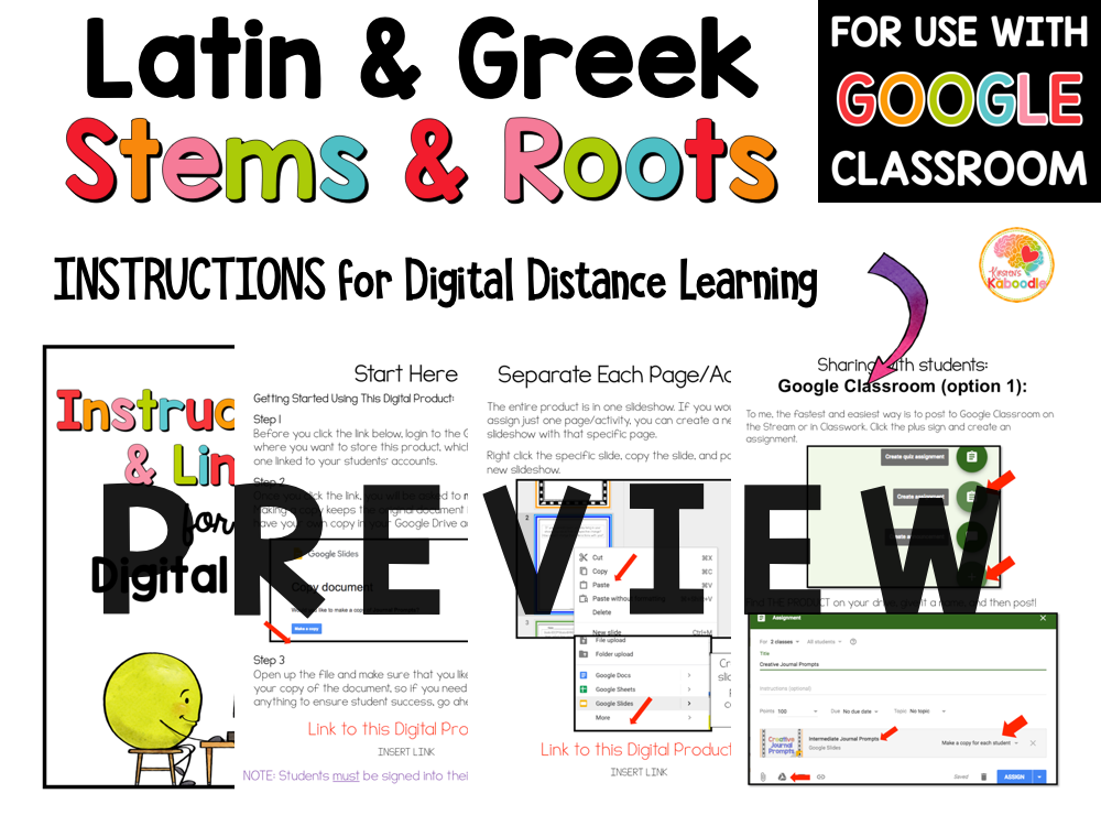 Latin and Greek Stems and Roots Activities PREVIEW