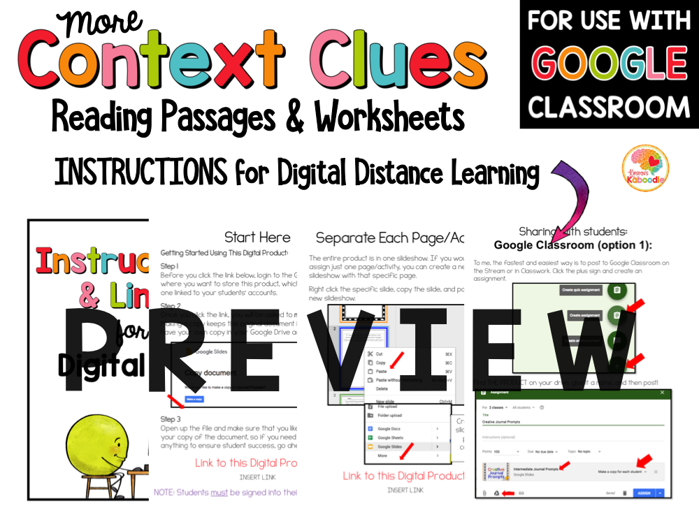 Context Clues Passages for 4th to 6th Grade with Digital Option PREVIEW
