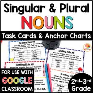 Singular and Plural Nouns Task Cards and Anchor Charts COVER