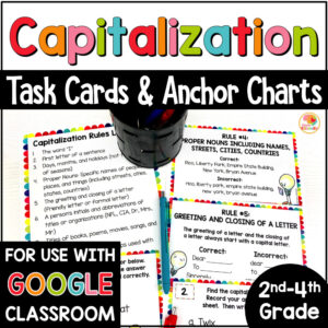 Capitalization Practice Activities Task Cards and Anchor Charts COVER