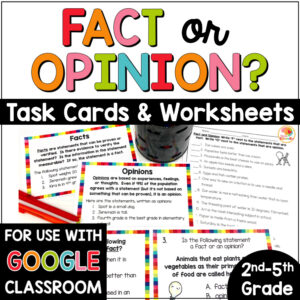 Fact or Opinion Task Cards and Activities COVER