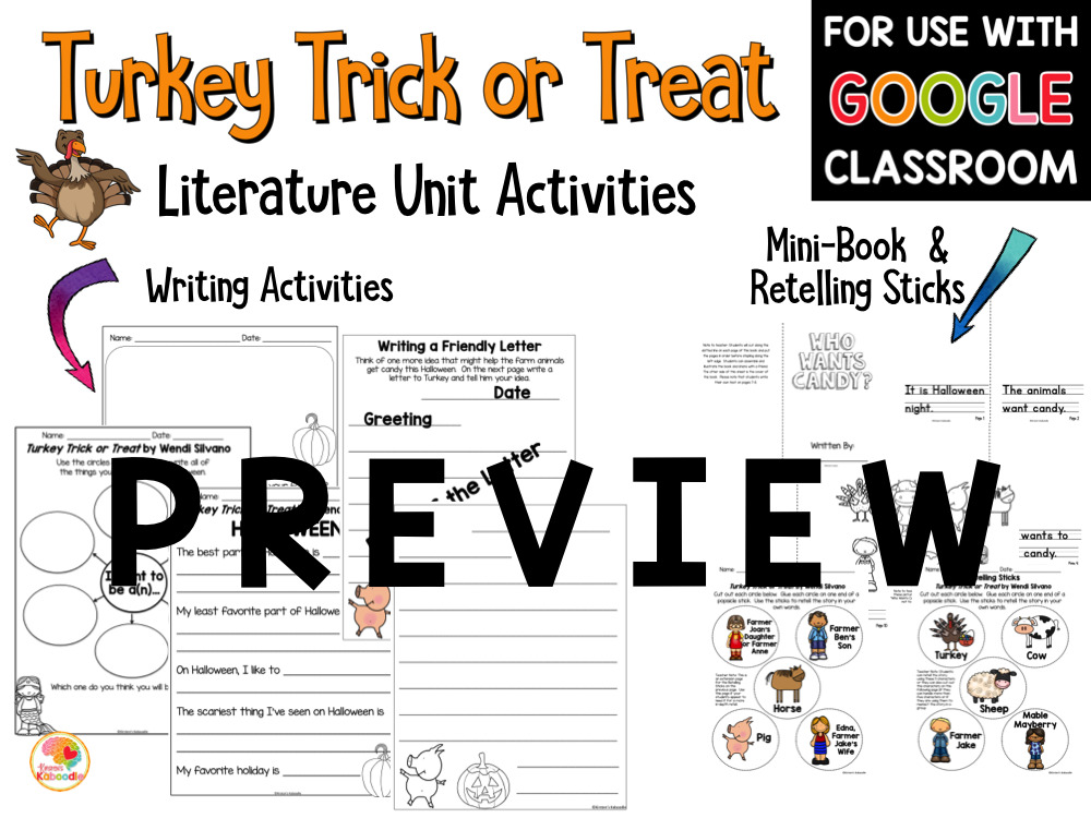 Turkey Trick or Treat Activities for Kids PREVIEW