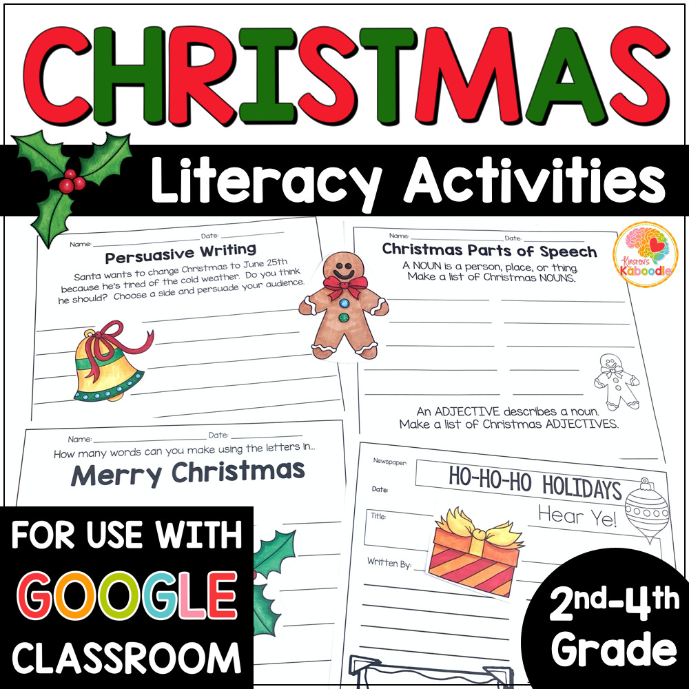 Christmas Literacy Activities Worksheets COVER