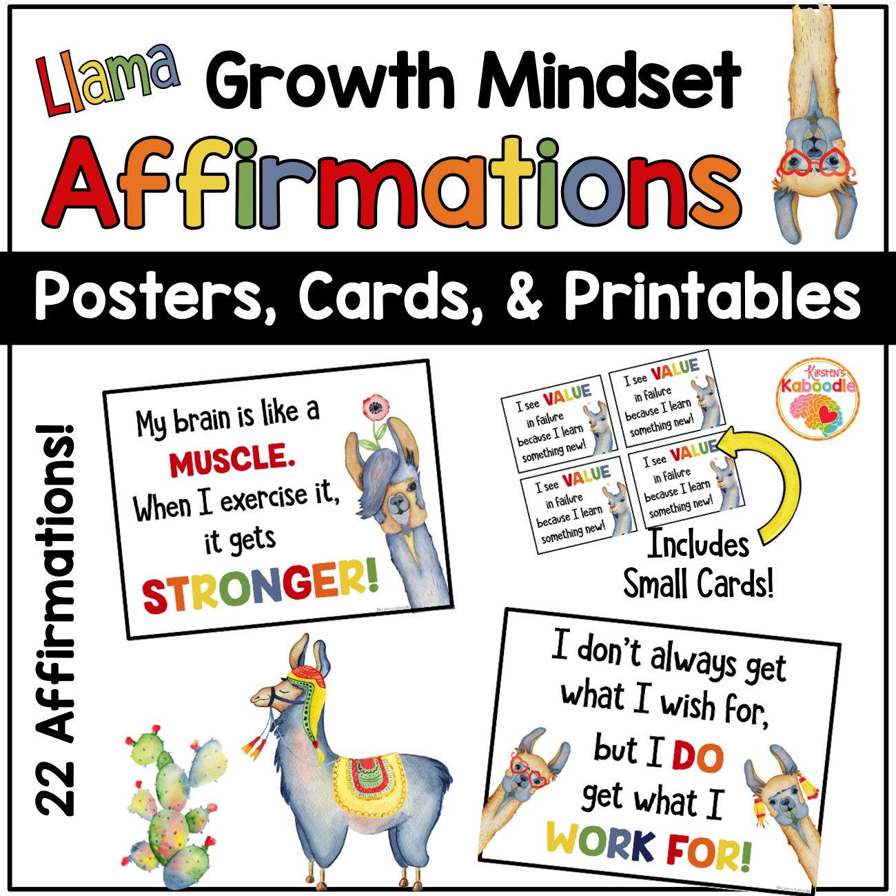 Growth Mindset Posters: Llama Themed Bulletin Board