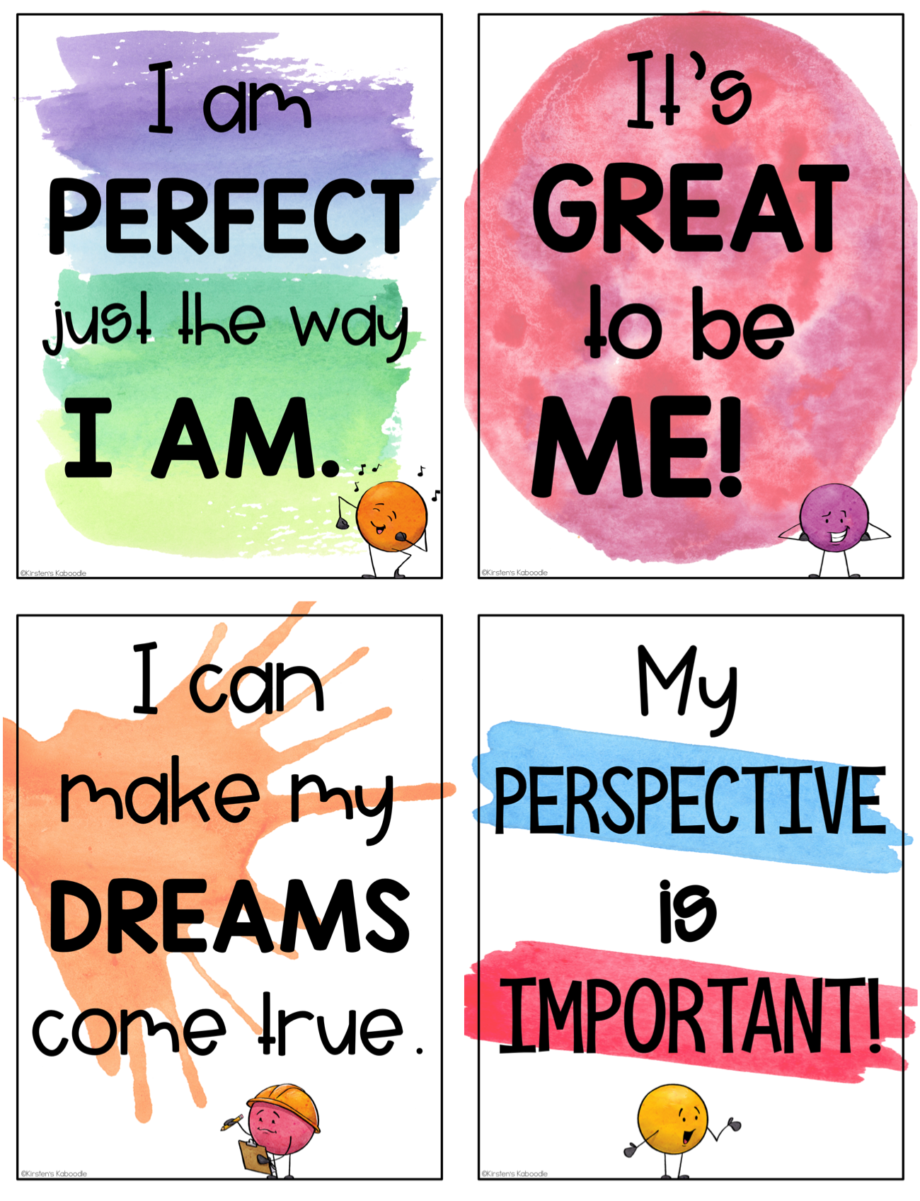 Positive Affirmations Posters and Cards: Full Color Watercolor Version