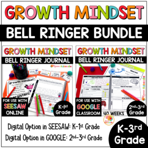 Growth Mindset Bell Ringer Warm-Up BUNDLE for Kinder to 3rd Grade COVER