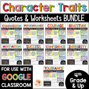 Character Traits Quotes and Activities BUNDLE COVER