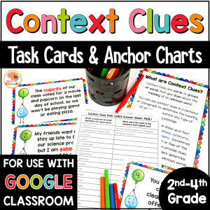 Context Clues Task Cards and Anchor Charts 2nd to 4th COVER