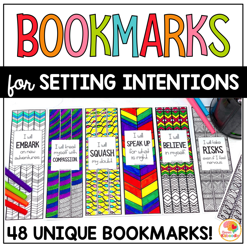 Setting Intentions for Kids Bookmarks with Zen Doodle Designs